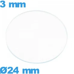 Verre 24 mm pour montre circulaire en verre minéral