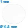 Verre 14,8 mm pour montre en verre minéral circulaire