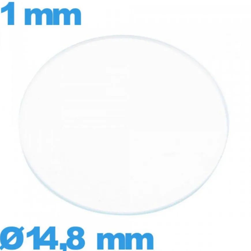 Verre 14,8 mm pour montre en verre minéral circulaire