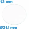 Verre 21,1 mm pour montre en verre minéral circulaire
