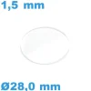 Verre 28,0*1,5 mm pour montre minéral avec chanfrein