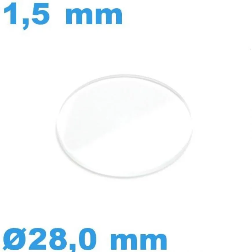 Verre 28,0*1,5 mm pour montre minéral avec chanfrein