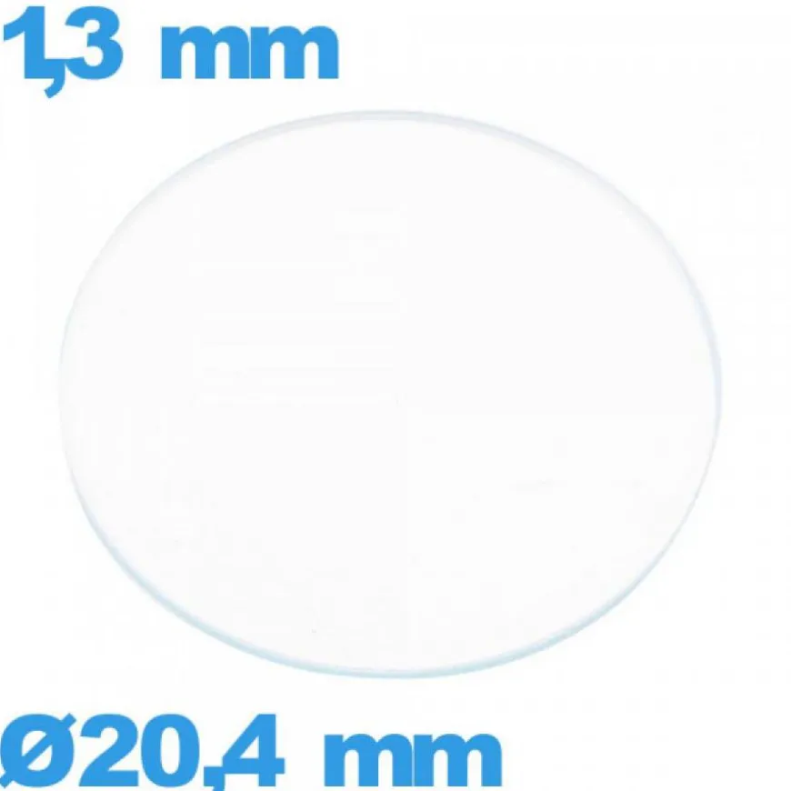 Verre 20,4 mm pour montre plat circulaire en verre minéral