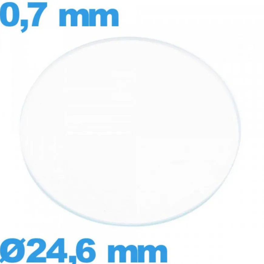 Verre 24,6 mm pour montre plat circulaire verre minéral