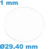 Verre 29,40 mm pour montre Saphir Plat Circulaire épaisseur 1 mm inrayable