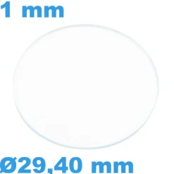 Verre 29,40 mm pour montre Saphir Plat Circulaire épaisseur 1 mm inrayable
