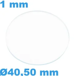 Verre 40,50 mm Rond Plat Saphir pour montre épaisseur 1 mm inrayable