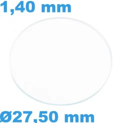 Verre 27,50 mm Sternkreuz de montre Saphir Plat Rond épaisseur 1,40 mm résistant aux rayures