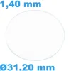 Verre 31,20 mm Sternkreuz de montre Saphir Plat Rond épaisseur 1,40 mm résistant aux rayures