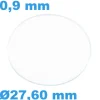 Verre 27,60 mm Sternkreuz de montre Saphir Plat Rond épaisseur 0,9 mm résistant aux rayures