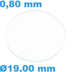 Verre 19 mm Sternkreuz de montre Saphir Plat Circulaire épaisseur 0,80 mm résistant aux rayures
