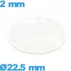 Verre montre en verre minéral 22,5 mm bombé circulaire