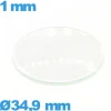 Verre montre en verre minéral 34,9 mm bombé circulaire