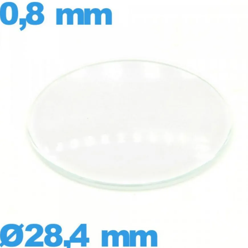 Verre montre en verre minéral 28,4 mm bombé circulaire