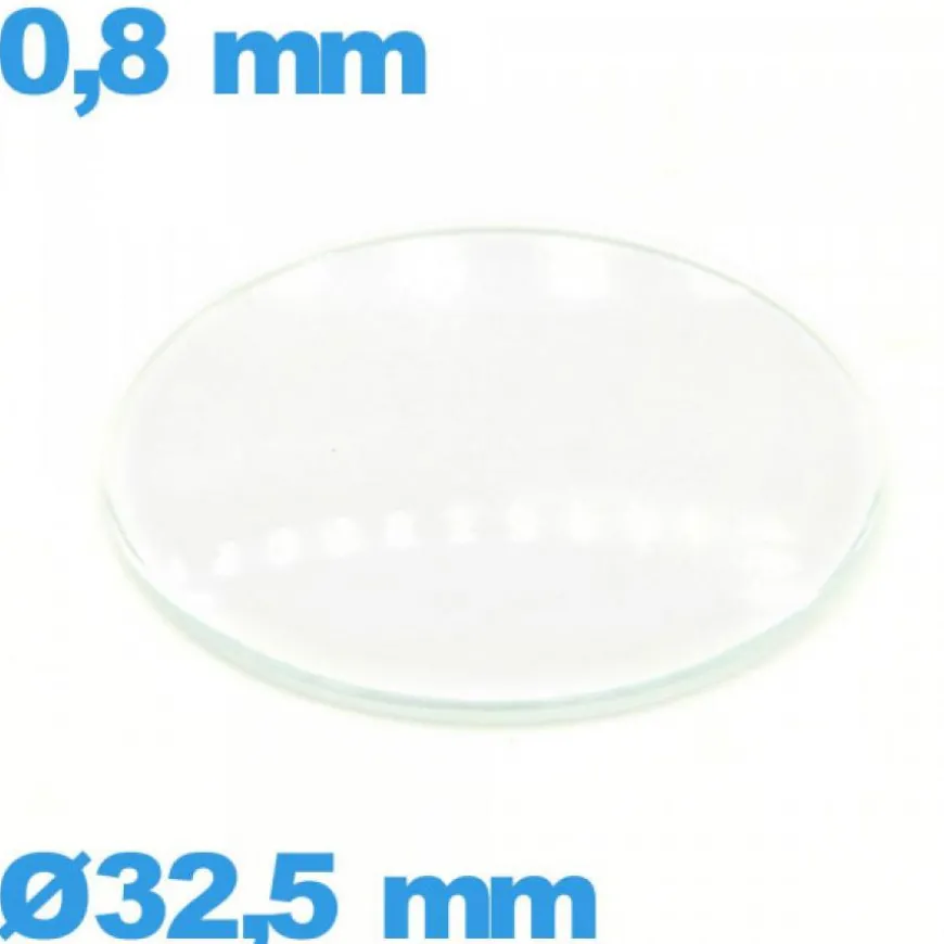 Verre montre 32,5 mm en verre minéral circulaire bombé