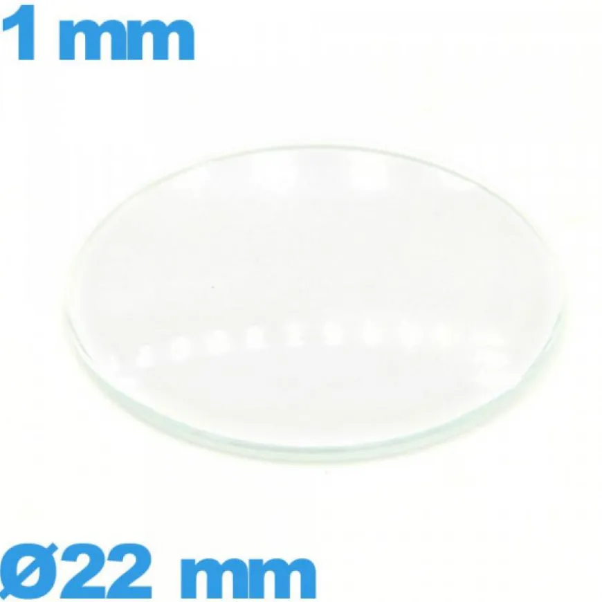 Verre montre 22 mm en verre minéral circulaire bombé