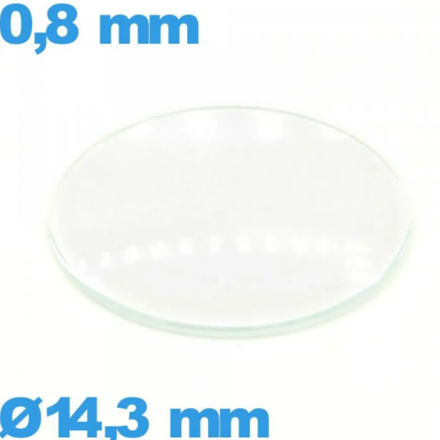 Verre montre 14,3 mm en verre minéral circulaire bombé