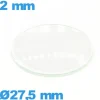 Verre montre 27,5 mm verre minéral circulaire bombé