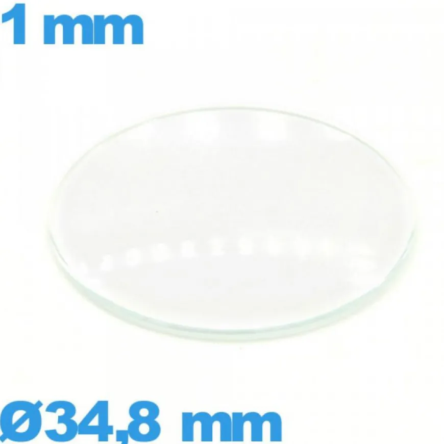 Verre montre 34,8 mm verre minéral circulaire bombé