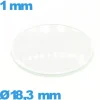 Verre montre verre minéral 18,3 mm bombé circulaire