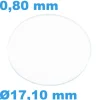 Verre épaisseur 0,80 mm Circulaire Plat Saphir 17,10 mm Sternkreuz pour montre inrayable