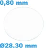 Verre épaisseur 0,80 mm Circulaire Plat Saphir 28,30 mm de montre inrayable