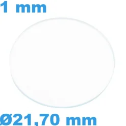 Verre épaisseur 1 mm Plat Saphir 21,7 mm pour montre Rond inrayable