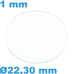 Verre épaisseur 1 mm Plat Saphir 22,30 mm pour montre Rond inrayable