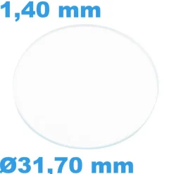 Verre épaisseur 1,40 mm Plat Saphir 31,70 mm pour montre Circulaire Sternkreuz résistant aux rayures