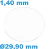 Verre épaisseur 1,40 mm Plat Saphir 29,90 mm de montre Rond Sternkreuz inrayable