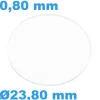 Verre épaisseur 0,80 mm Plat Saphir 23,80 mm de montre Circulaire inrayable