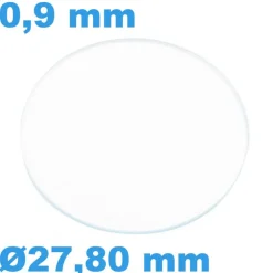 Verre épaisseur 0,9 mm Rond Plat Saphir 27,80 mm Sternkreuz de montre résistant aux rayures