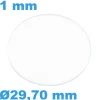 Verre épaisseur 1 mm Rond Plat Saphir 29,70 mm pour montre résistant aux rayures
