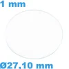 Verre épaisseur 1 mm Rond Plat Saphir 27,10 mm de montre résistant aux rayures