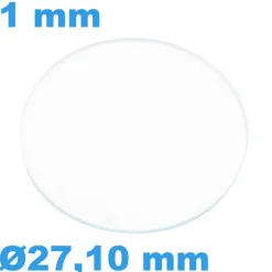 Verre épaisseur 1 mm Rond Plat Saphir 27,10 mm de montre résistant aux rayures