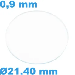 Verre épaisseur 0,9 mm Rond Plat Saphir 21,4 mm Sternkreuz pour montre résistant aux rayures