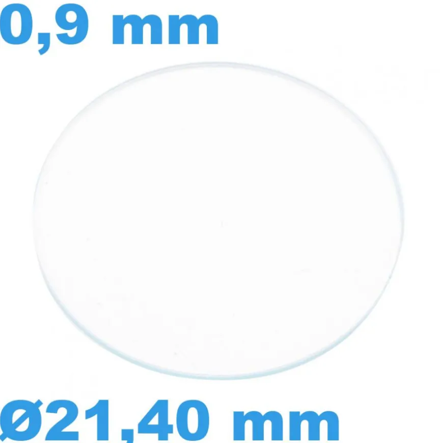 Verre épaisseur 0,9 mm Rond Plat Saphir 21,4 mm Sternkreuz pour montre résistant aux rayures