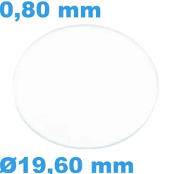 Verre épaisseur 0,80 mm Rond Plat Saphir 19,6 mm Sternkreuz de montre résistant aux rayures