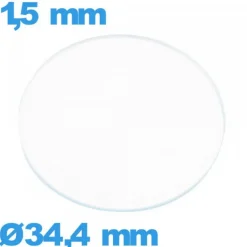 Verre pour montre en verre minéral 34,4 mm circulaire