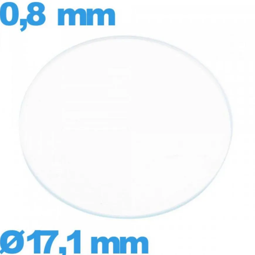 Verre pour Montre Minéral Circulaire Plat diamètre 17,1 mm