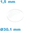 Verre pour montre minéral 30,1*1,5 mm biseauté