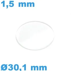 Verre pour montre minéral 30,1*1,5 mm biseauté