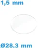 Verre pour montre minéral plat biseauté 28,3*1,5 mm