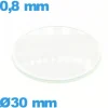 Verre pour montre 30 mm en verre minéral circulaire bombé