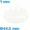 Verre pour montre 44,5 mm en verre minéral circulaire bombé