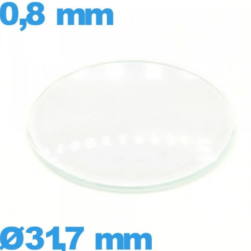 Verre pour montre 31,7 mm en verre minéral circulaire bombé