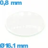 Verre pour montre 16,1 mm en verre minéral circulaire bombé