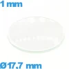 Verre pour montre 17,7 mm en verre minéral circulaire bombé