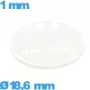 Verre pour montre 18,6 mm en verre minéral circulaire bombé