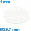 Verre pour montre 29,7 mm verre minéral circulaire bombé